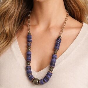 Chico’s Boho Purple Beaded Statement Necklace (BR1010/2)
